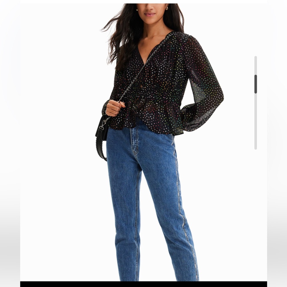 Desigual women’s long sleeve chiffon blouse size medium